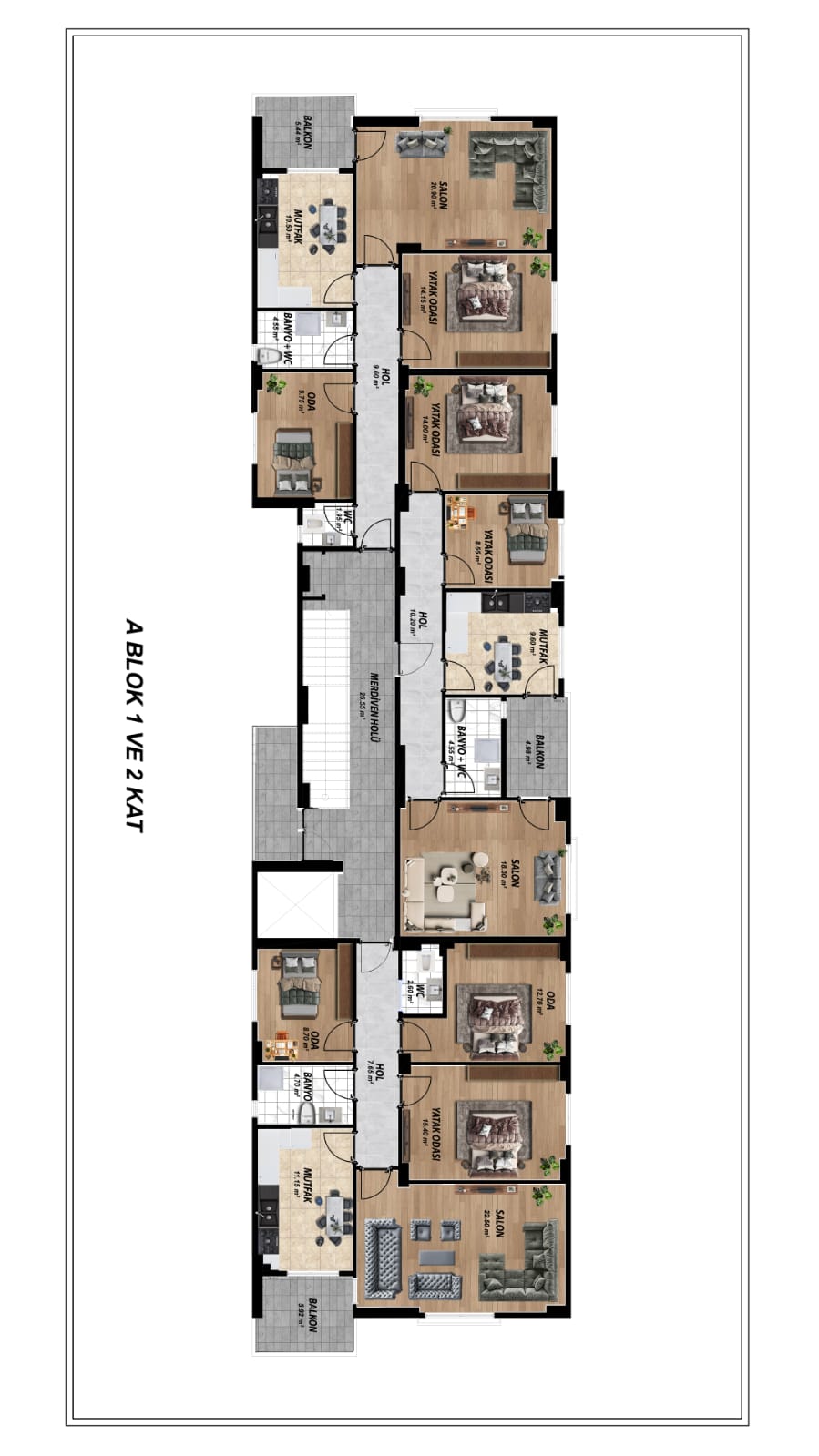 Toru İnşaat 2. Etap A Blok kat planı